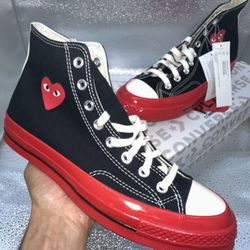 Converse Chuck Taylor 🏎️  All Star 70 High Comme des Garcons PLAY Black Red Midsole (Size - 8.5M / 10.5W) (#0797)