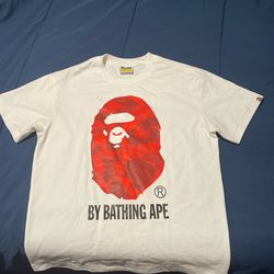 Red/white bape shirt size small