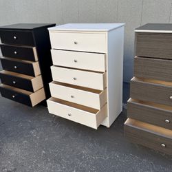 Black Chest Five Drawer Dresser New!