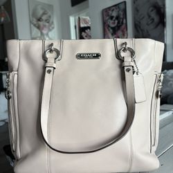 Cream Leather Coach Bag 