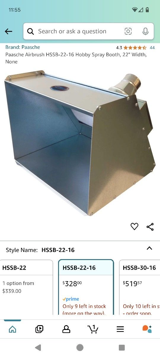 Used Paasche HSSB-22-16 22" Hobby Airbrush Ventilation Spray Booth