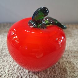 BLOWN GLASS ART APPLE - Vintage 