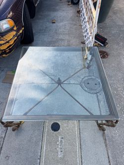 Glass Top Coffee Table with Metal Base
