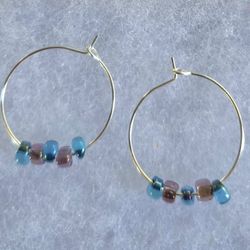 DESIGNER ORIGINAL SILVER HOOPS MIX N MATCH GLASS SEED BEADS  MULTIPLE LOOKS