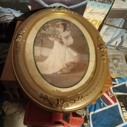 Home Interiors Lady Bride Picture Oval Frame Approx 22.5×16.5" RARE!
