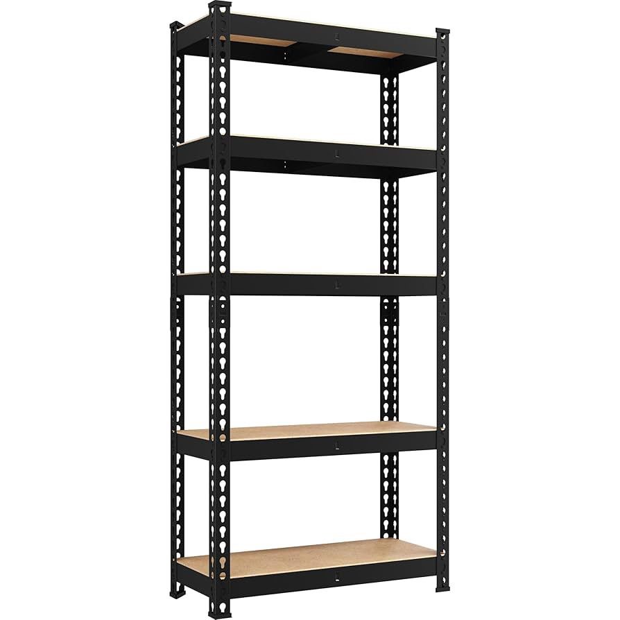Storage Shelves 5 Tier Garage Shelving Heavy Duty Garage Shelves Adjustable Metal Shelving Unit Utility Rack Industrial Shelving for Warehou