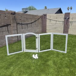 SPIRICH 4 Panel Freestanding Pet Gate with Door
