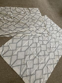 Grey and white curtains
