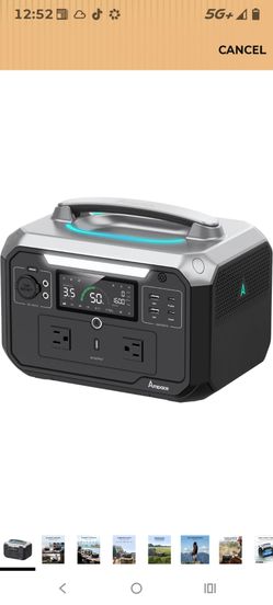Ampace Andes 600 Pro Portable Power Station, 584Wh LiFePO4 Hybrid Battery Backup, [1 Hour 80%] Fast Charging, 600W SiCPrime Solar Generator (Andes 600