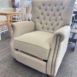 Tufted Armchair, Beige Fabric Upholstery, New