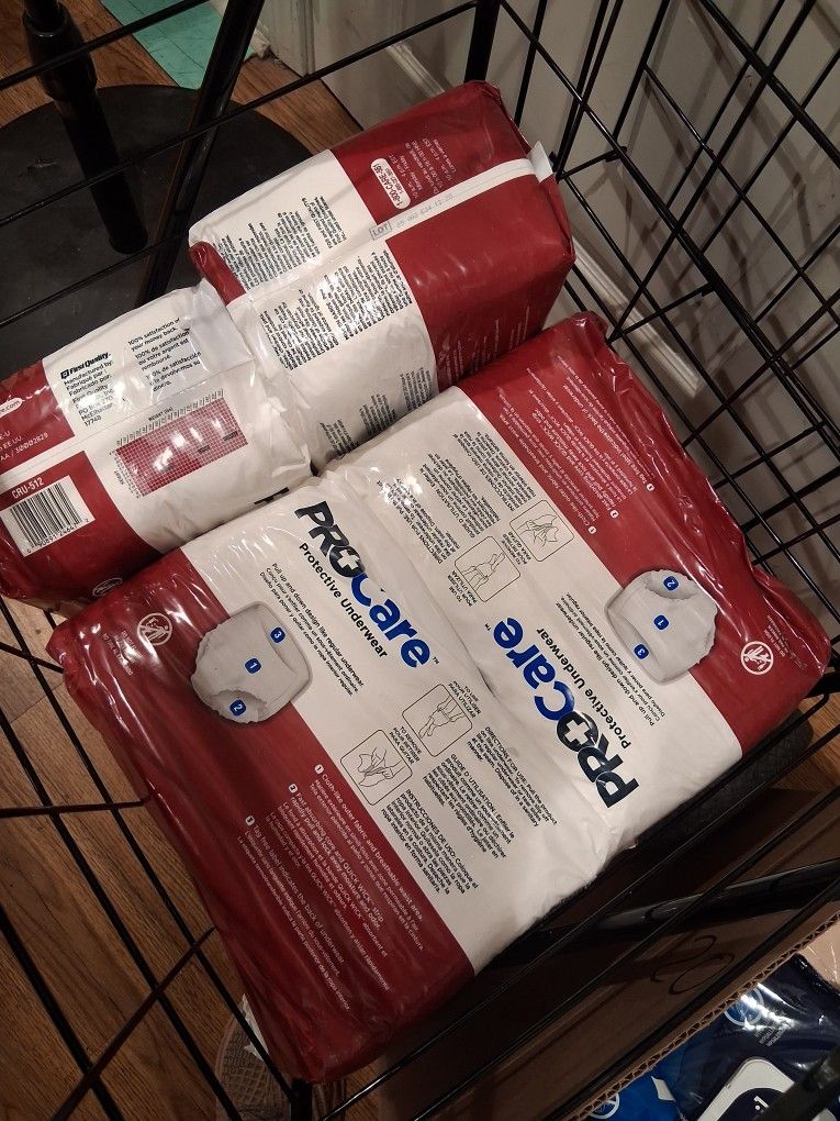 ProCare Adult Diapers (6x 20ct) With Disposable Wash Cloths (4x 48ct) & Bed Pads (2x 25ct)