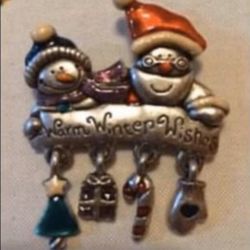 Warm Winter Wishes" Christmas Pin