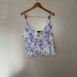 Light Blue And White Floral Blouse