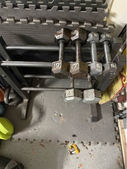 Dumbbells and rack