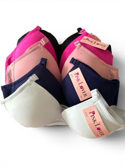 NWT Pink Lover 5 Pack Bras: Lt. Blue, Navy, Lt. Pink, Hot Pink, Black 36C