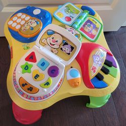 Fisher-Price smiling! Learning Doggie chatter bilingual table,toys for Kids.