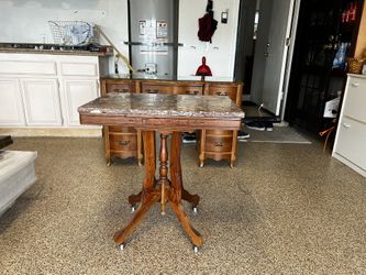 Marble And Wood Accent Side Table