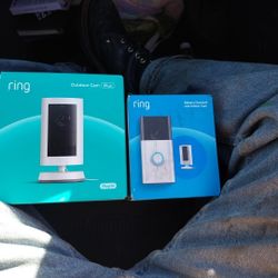 1  Brandnew Outdoor Ring Camera ,1 Brandnew Ring  BATTERY Doorbell And Indoor Cam 