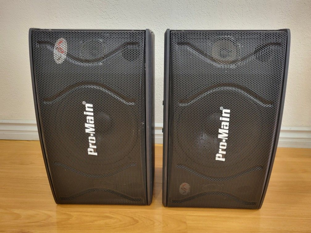 Pro-Main MA-101 Karaoke Speakers (Pair). The Speaker features a 10" woofer and two 3" tweeters.