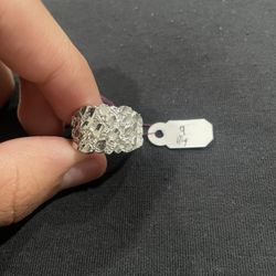 925 Silver Nugget Ring With Diamond Cut