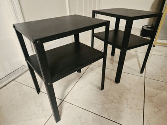 FREE - Black Metal Side Tables with Lower Shelf – Set of 2