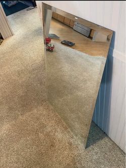 Large Frameless Beveled Wall Mirror