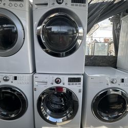 White Lg Front Load Washer And Dryer Electric 220 Bolts Set 