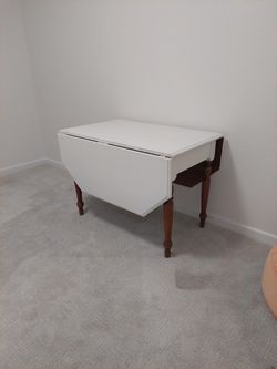 Shabby Chic Wood Drop Leaf Kitchen or Dining Table With Painted Top