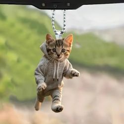 Cool 3D Kitten With Hoodie Car Hanging Chain 