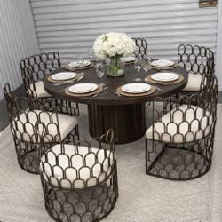 Designer’s Set of 6 Mid-Century Dining/Accent chairs