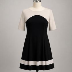 American Living Black and Cream Colorblock Dress Size 12