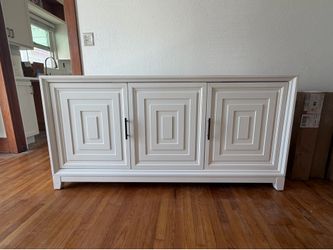 Costco Buchanan Accent Console – White – 3 Door Storage Cabinet