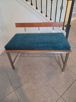 Modern Upholstered Bench with Wood Back