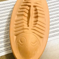 Vintage Terra Cotta Fish Baking Dish Pan Clay Stoneware Italy 18" Large