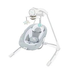 Ingenuity InLighten Soothing Swing - Swivel Infant Seat, Soothing Sounds, Lightweight Mesh - Dakota