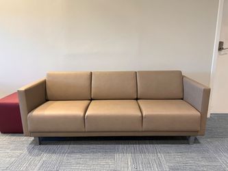 Modern 3-Seat Office Reception Sofa – Tan / Brown