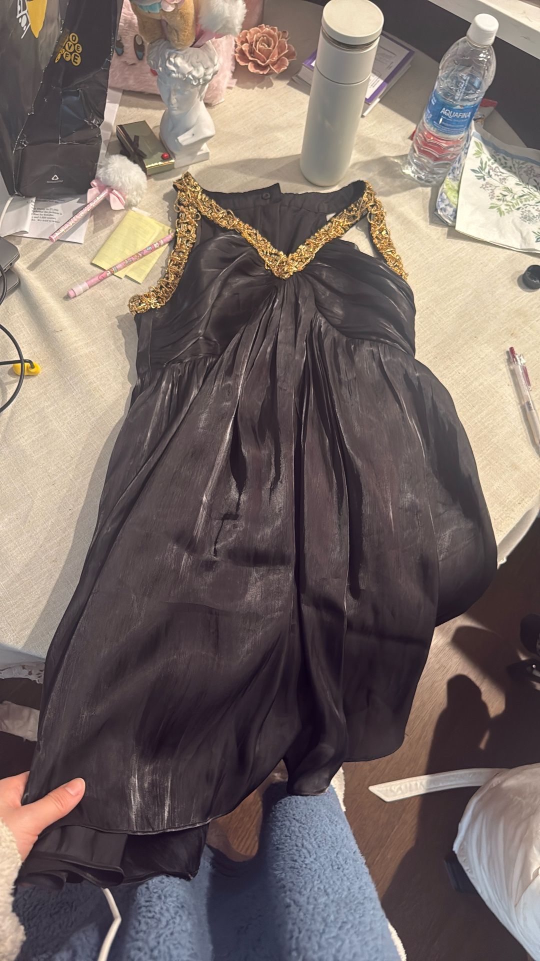 Elegant Black and Gold Women's Dress