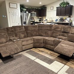 Brand new elegant reclining comfy corduroy sectional