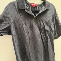 Supreme Jacquard Logo Silk Shirt Large