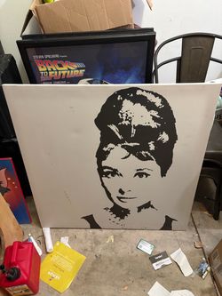 Large Audrey Hepburn Stencil Art Canvas IKEA 1992