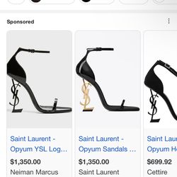 Ysl Opyum Heels Black & Gold Size 39 Us 8