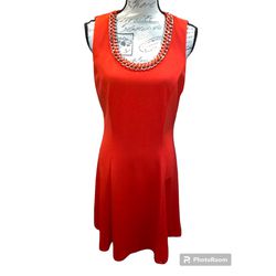 Women’s Orange Sleeveless Flare Dress