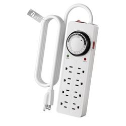 BN-LINK 8 Outlet Surge Protector with Mechanical Timer (4 Outlets Timed, 4 Outlets Always On) - White