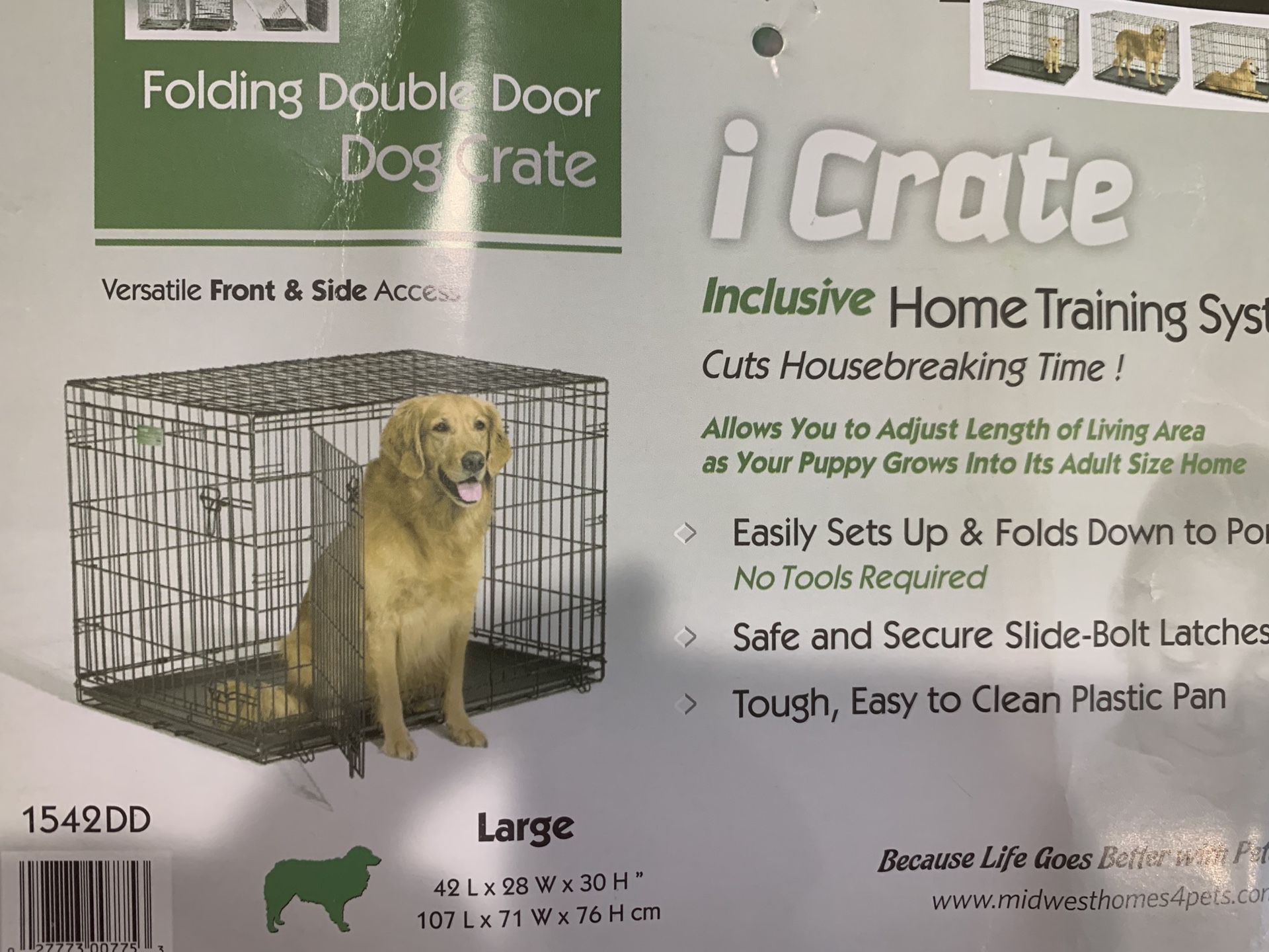 Large dog crate W/ cover Like New