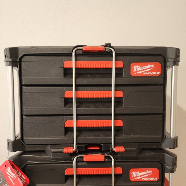 Milwaukee Packout 3 And 2 Drawer Tool Boxes BLACK Edition