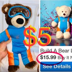 $5 🤿 Build A Bear WorkShop 🧸 16” tall Teddy bear Diver  in greay condition