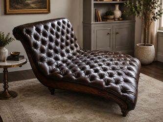 Luxury Chesterfield Tufted Chaise Lounge Chair – 74" Leather Look