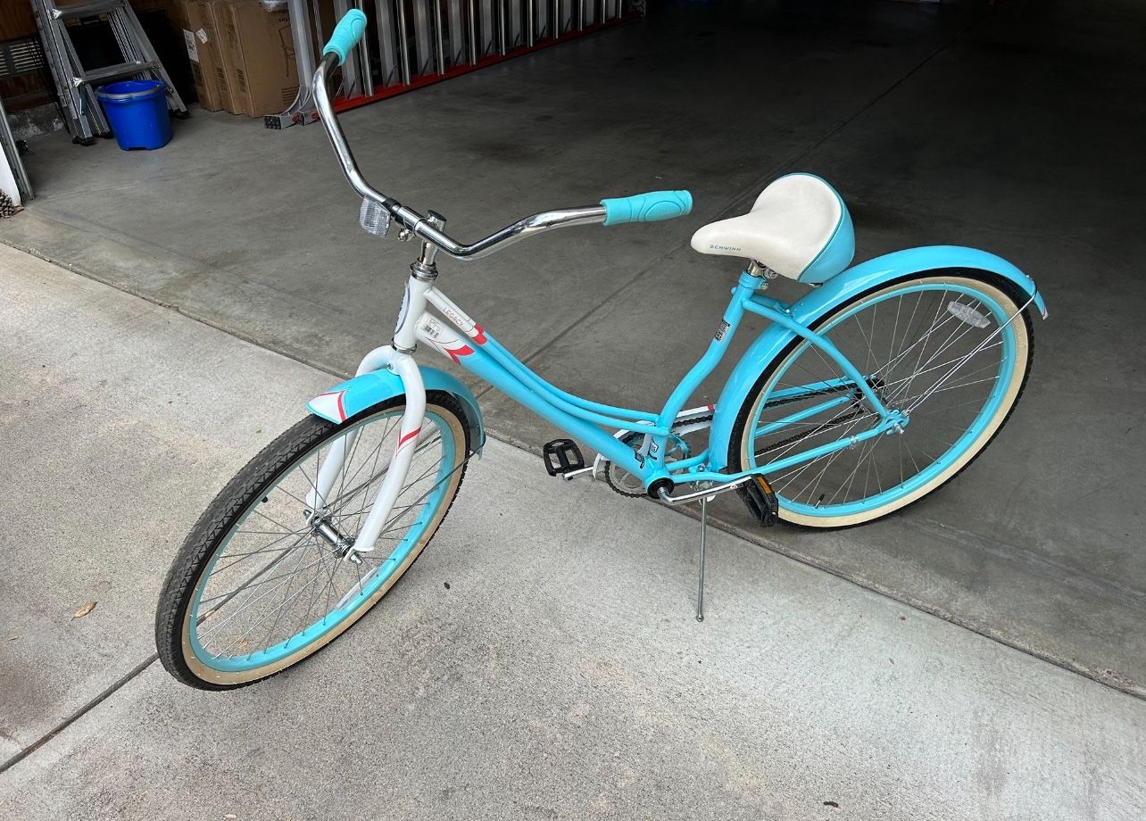 Light Blue Schwinn Legacy Women's 26 inch Beach Cruiser Bicycle