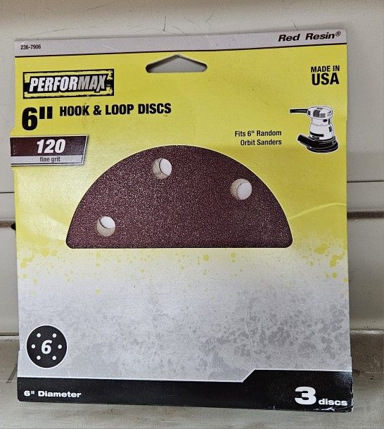 Performax 6" Hook & Loop Discs 120 fine Grit 3 count