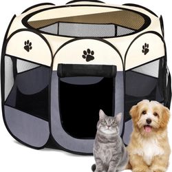 Horing Portable Folding Pet Playpen, Pet Exercise Playpen, Pet Tent for Small Dogs and Cats, Pop Up Kennel for Dogs and Cats Indoor Outdoor Travel Cam